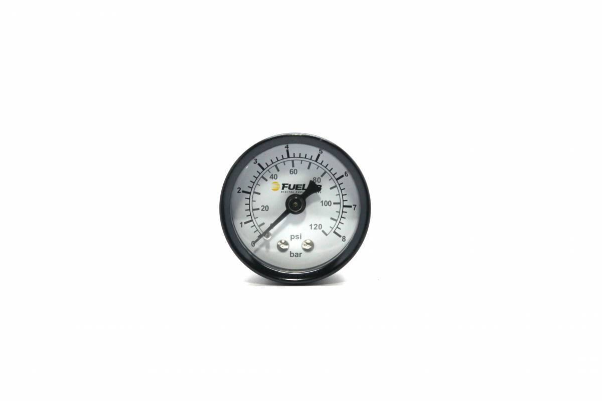 71511 Black/White 1.5" EFI Dual Scale Fuel Pressure Gauge - 0-120 PSI With 1/8-NPT Direct Mount
