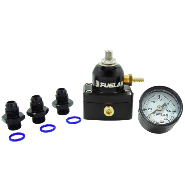 Fuelab - Mini Fuel Pressure Regulator KIT 6AN In/6AN Out Standard Seat EFI 25-90 PSID - 53501-1K