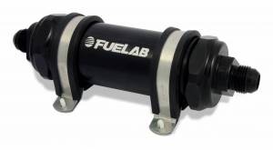 In-Line Fuel Filter with Check Valve - 858 Series In-Line Filter with Integrated Check Valve - Fuelab - 10AN 10-Micron High Flow Long Fuel Filter with Check Valve - 85802